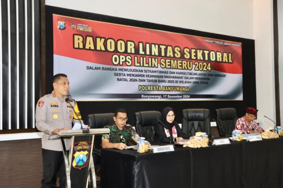 Polresta Banyuwangi menggelar rapat koordinasi lintas sektoral dalam rangka persiapan Operasi Lilin Semeru 2024.