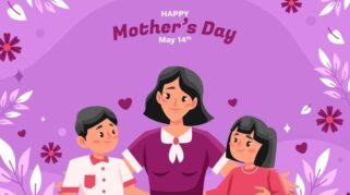 Ilustrasi ibu dan anak dalam peringatan Hari Ibu