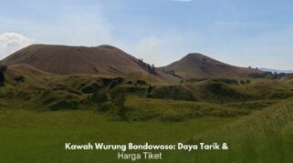 Pemandangan savana hijau Kawah Wurung Bondowoso