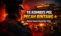berita tentang 15 Kombes Pol yang naik pangkat menjadi Brigadir Jenderal dalam mutasi Kapolri Desember 2025.
