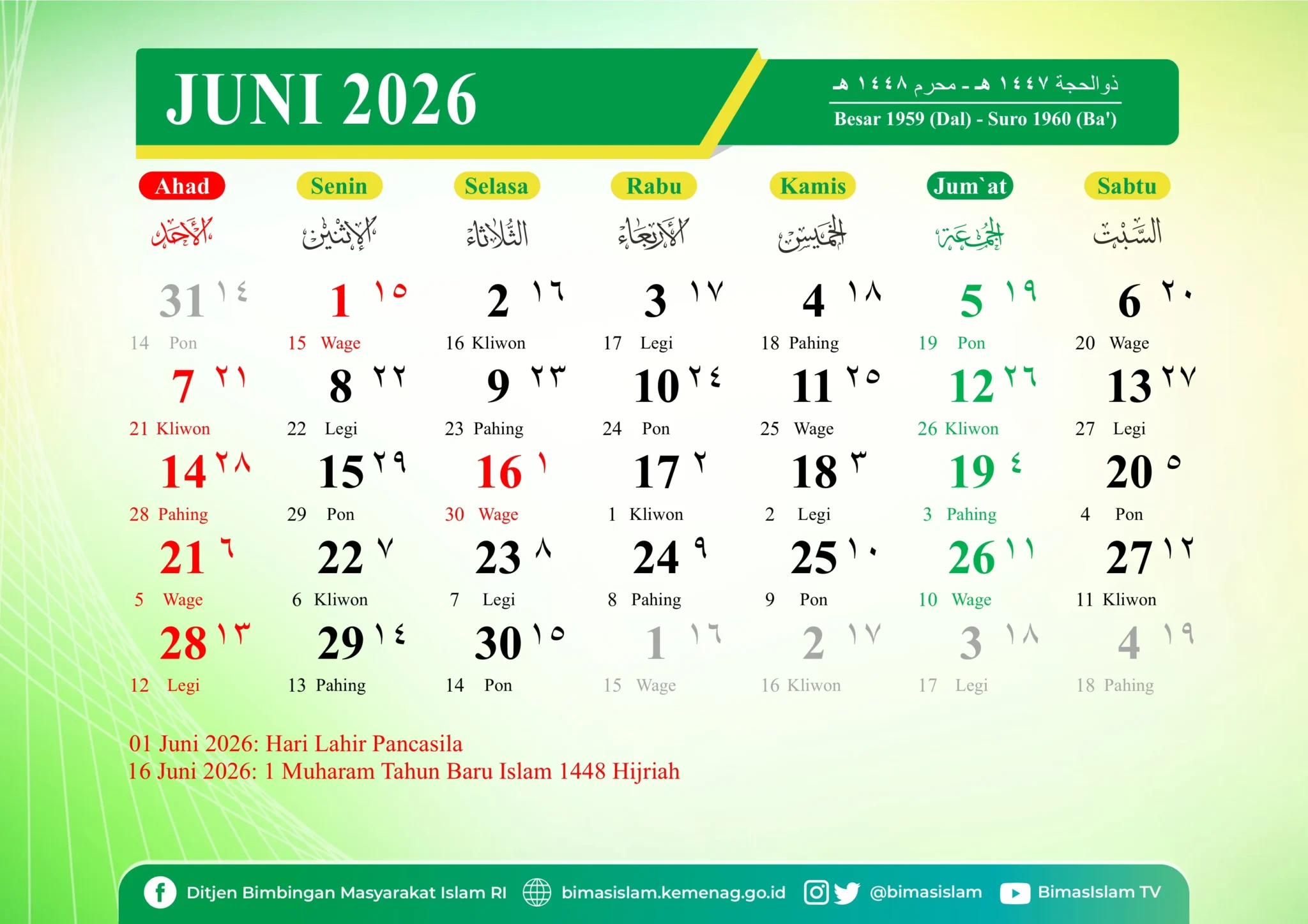 Kalender Jawa 2026 bulan Juni