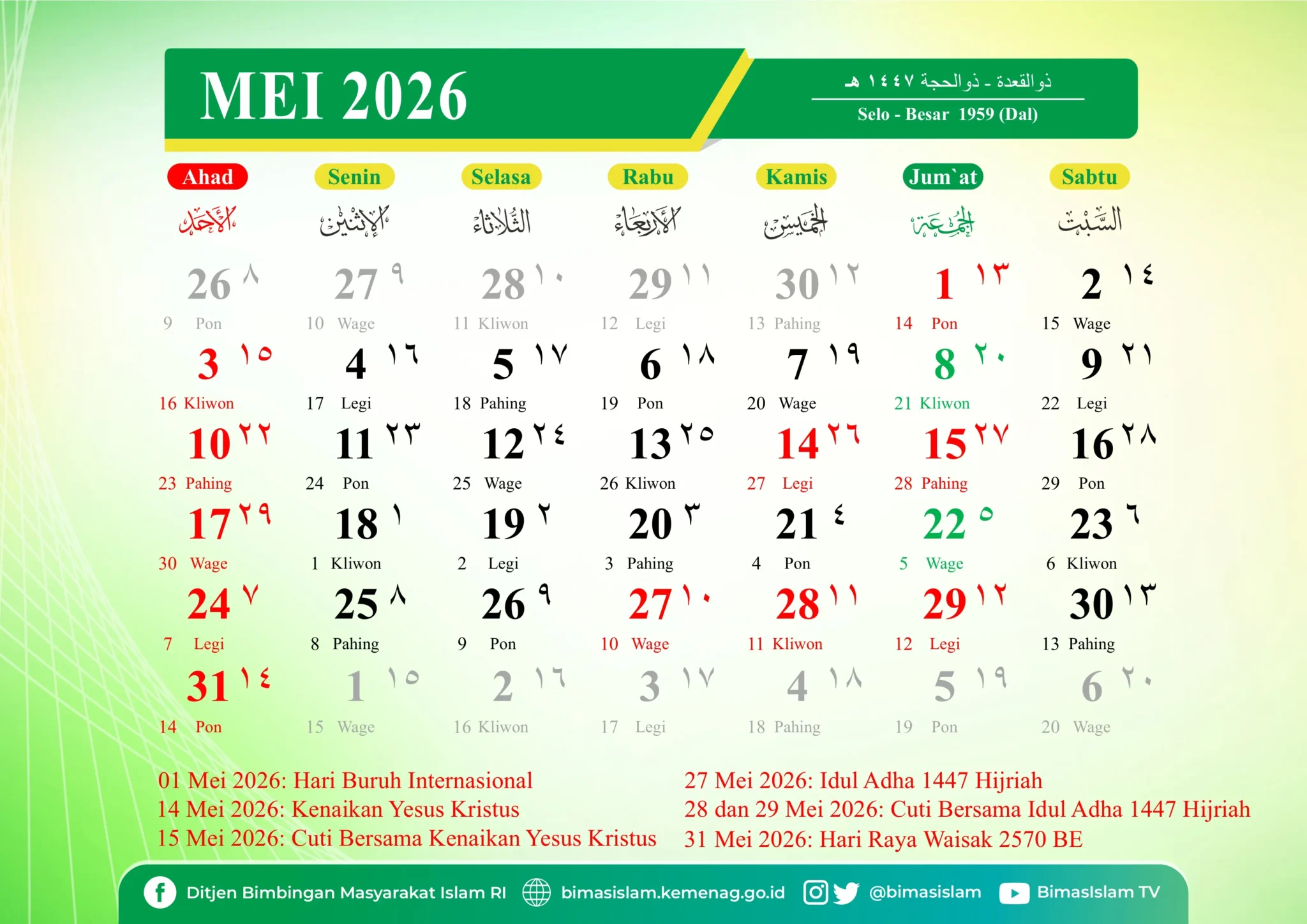Kalender Jawa 2026 bulan Mei