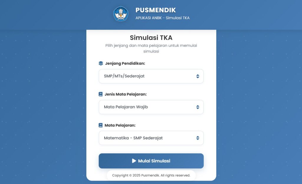 aplikasi simulasi TKA 2026 untuk semua jenjang pendidikan dasar