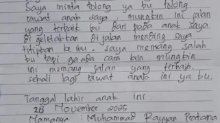 surat dari orang tua bayi
