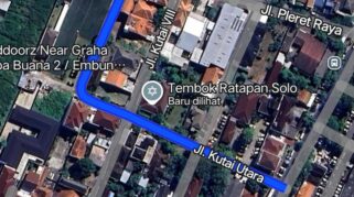 Tampilan Rumah Jokowi di Google Maps dengan label Tembok Ratapan Solo