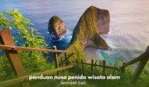 Pemandangan alam Nusa Penida Bali dengan tebing dan laut biru